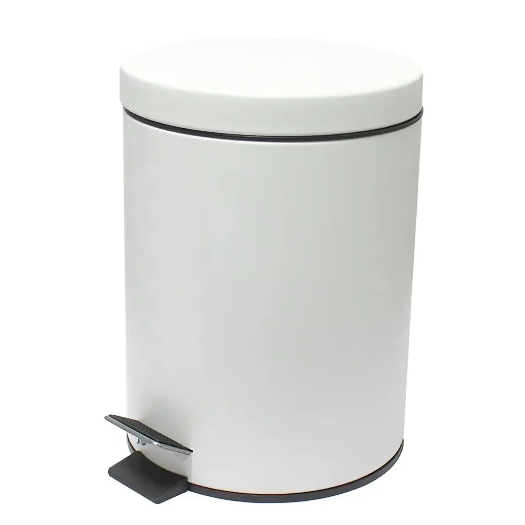 10" Tall Matte White Step Garbage Can With Removable Inner Bucket, Soft-Close Metal Waste Basket With Foot Pedal - Matte White