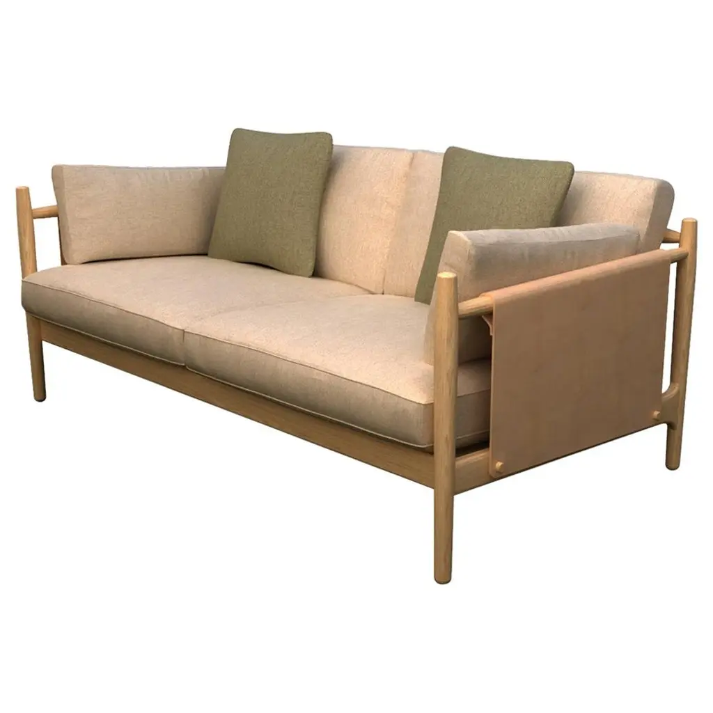 Customizable Modern Loveseat Citlal, Solid Wood, Leather And Upholstery.