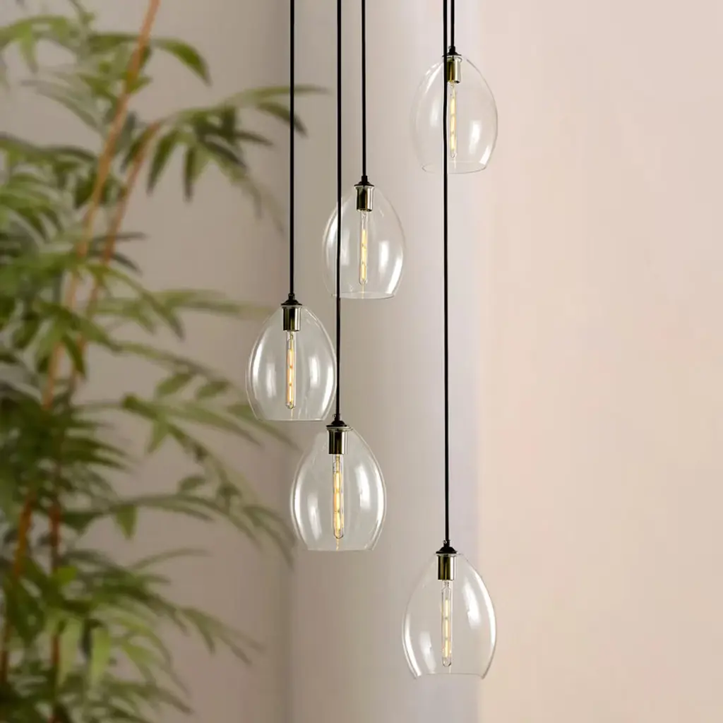 Rennnsan Lorindra 19"w 5-light Cluster Staggered Clear Glass Modern Dimmable Chandelier