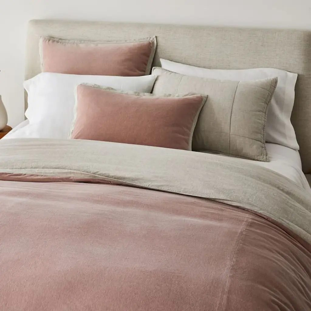 Store West elm European Belgian flax linen duvet in adobe rose queen size