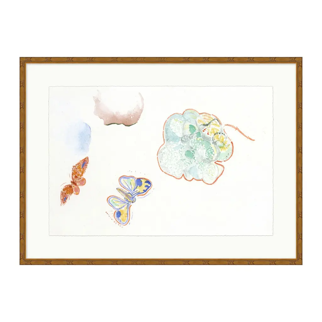 Croquis De Feuille Et Papillion