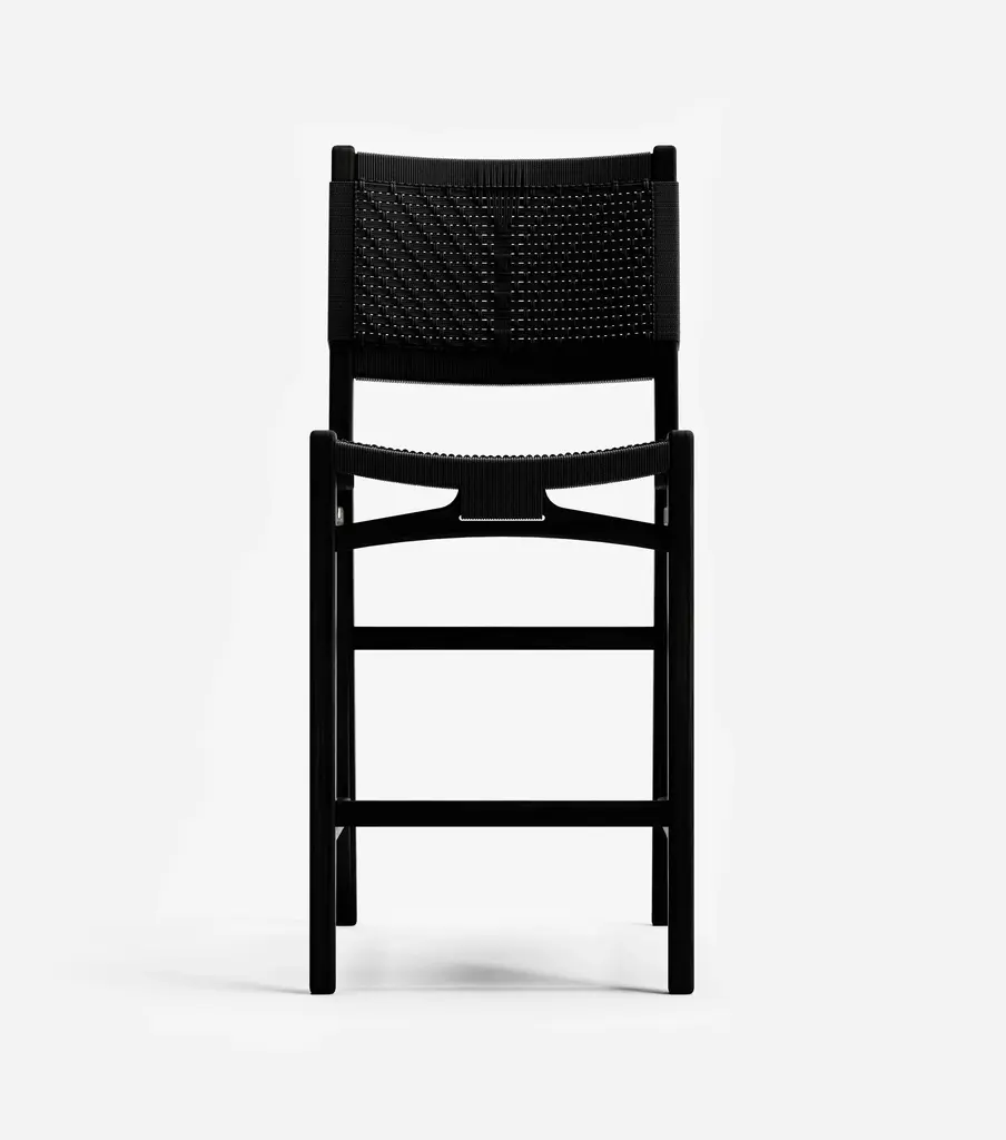 Chontales Bar Stool With Backrest | Black V Braided Cord