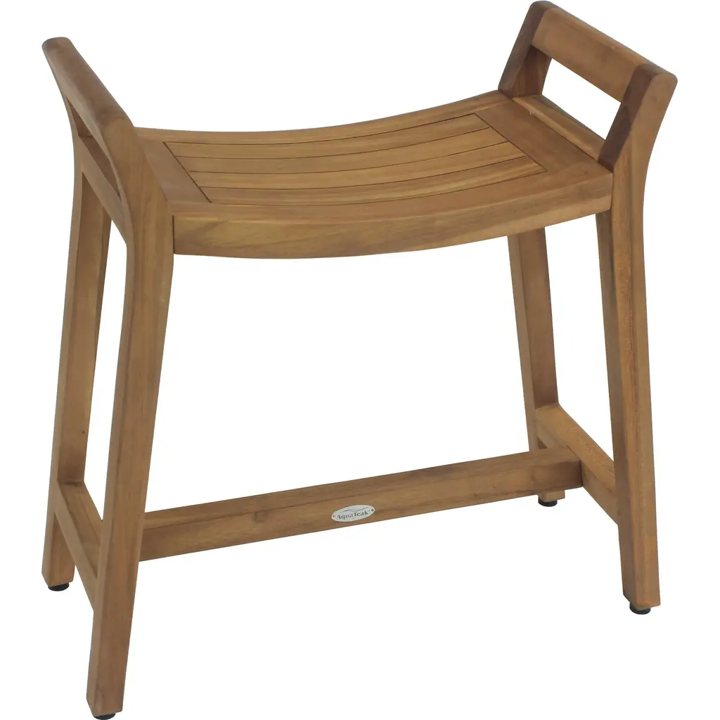 Patented Asia Ascend Teak Shower Bench - Teak Oil - 18" Wide, 21" Tall