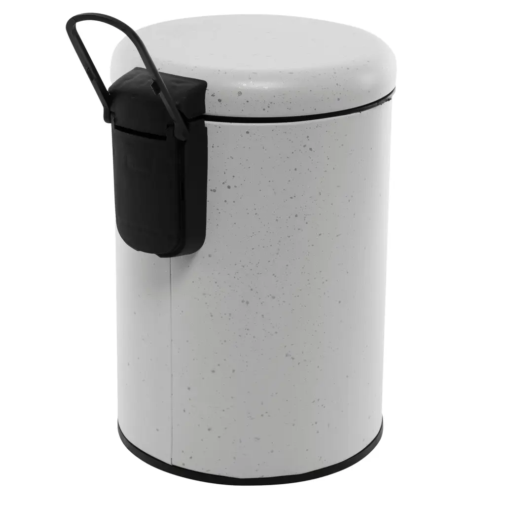 Elle Décor Speckled Design 3 Liter Step Bin With Lid Trash Can In Black - 8.7"x 6.7"x 9.8" - Black