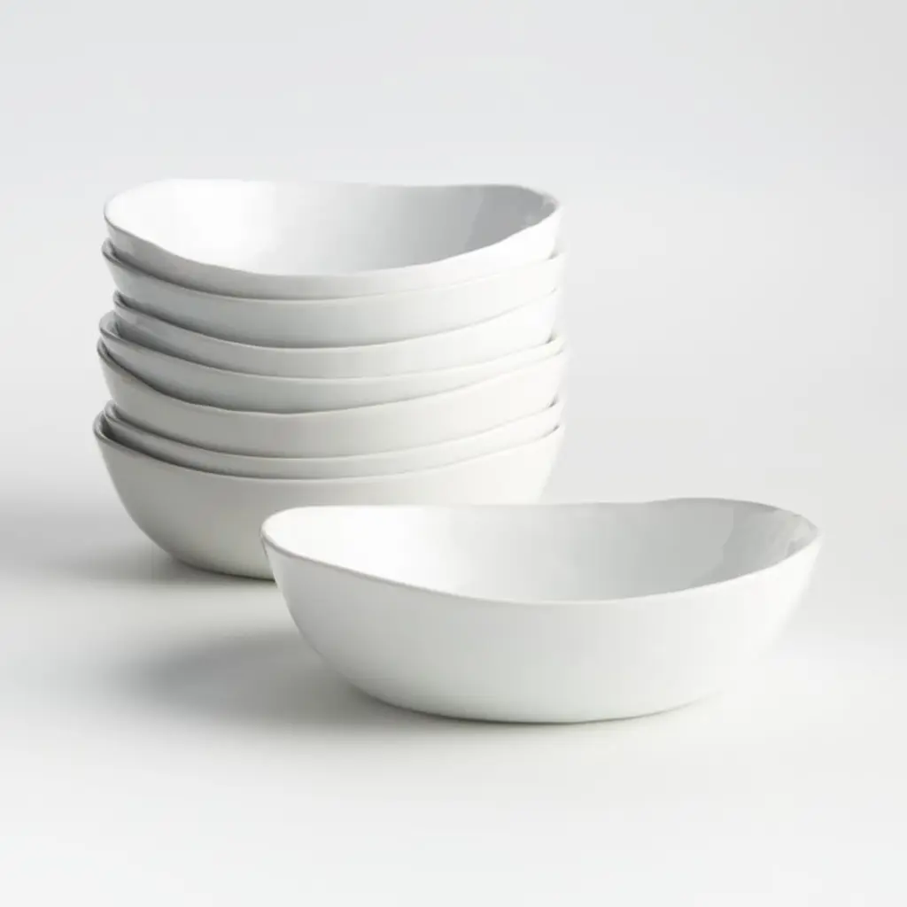Mercer White Porcelain Low Bowls, Set Of 8