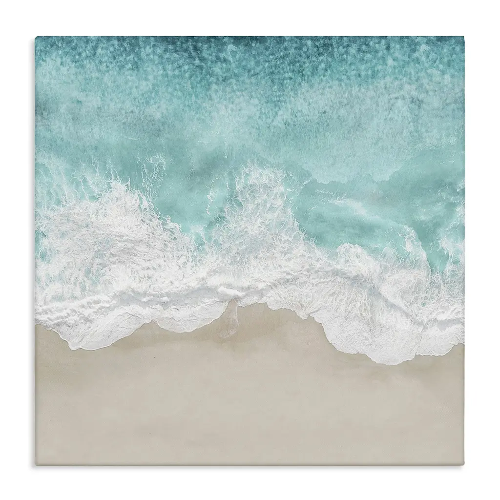Stupell Sea Foam Sandy Beach Soft Blue Coast Canvas Wall Art - 24 X 24