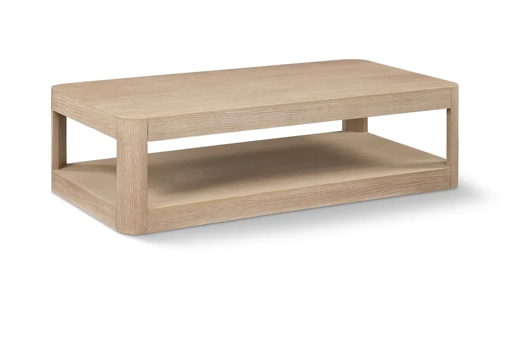 Martine Modern Natural Wood 54" Rounded Rectangle Coffee Table