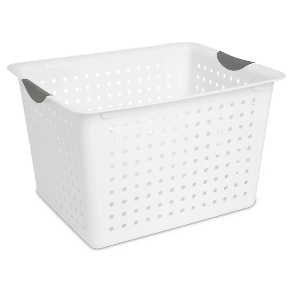 Sterilite Deep Ultra Basket, Open Storage Bin To Organize Closets, Cabinets, Pantry, Shelving And Countertop Space, White, 6-pack