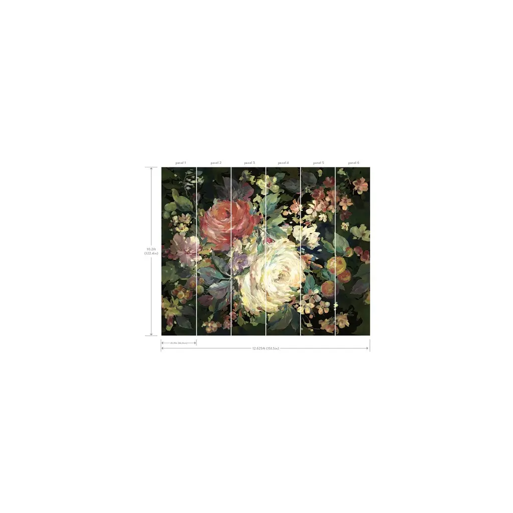 York Wallcoverings Impressionist Floral Red Wall Mural - Multi-Color