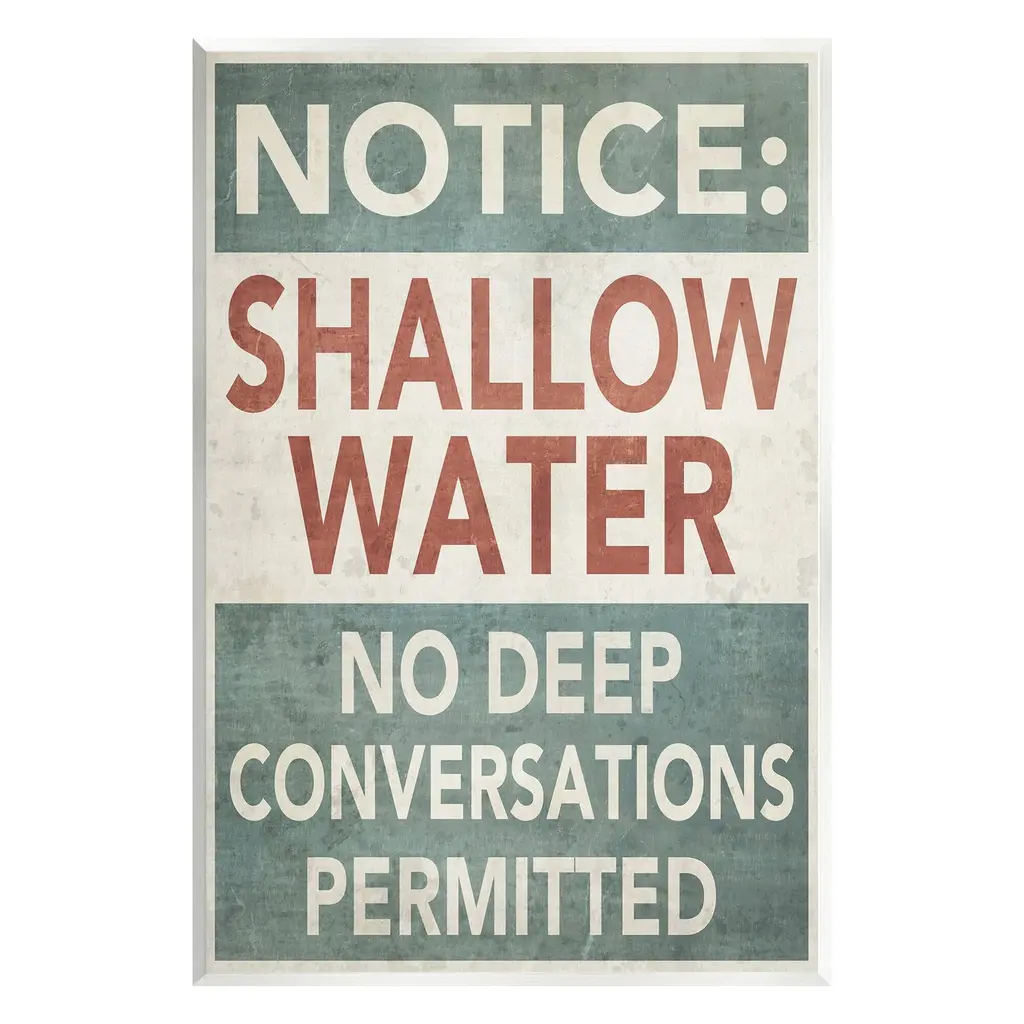 Stupell Vintage Shallow Water Phrase Wall Plaque Art Design By Graffitee Studios - 13 X 19