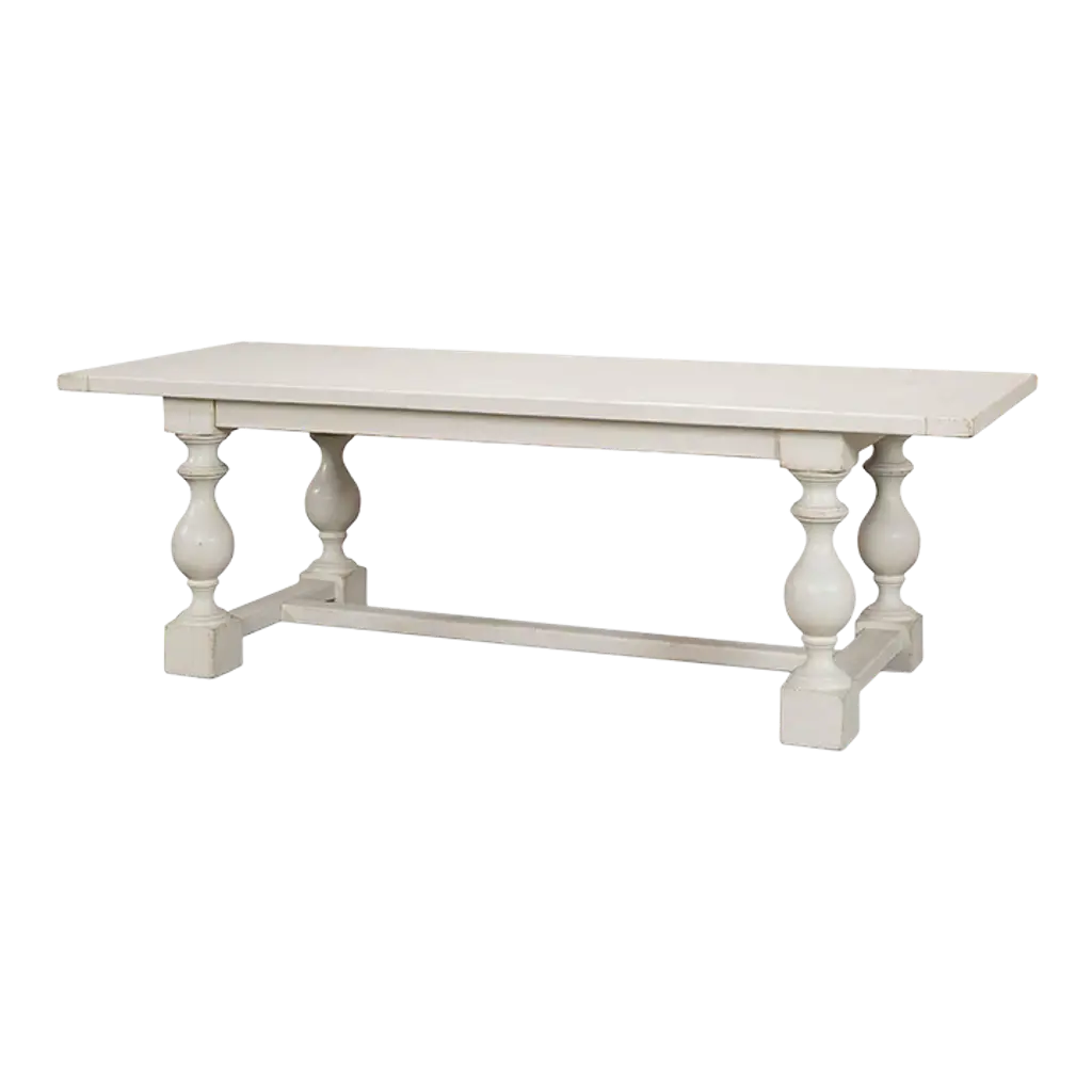 English Country Antique White Dining Table