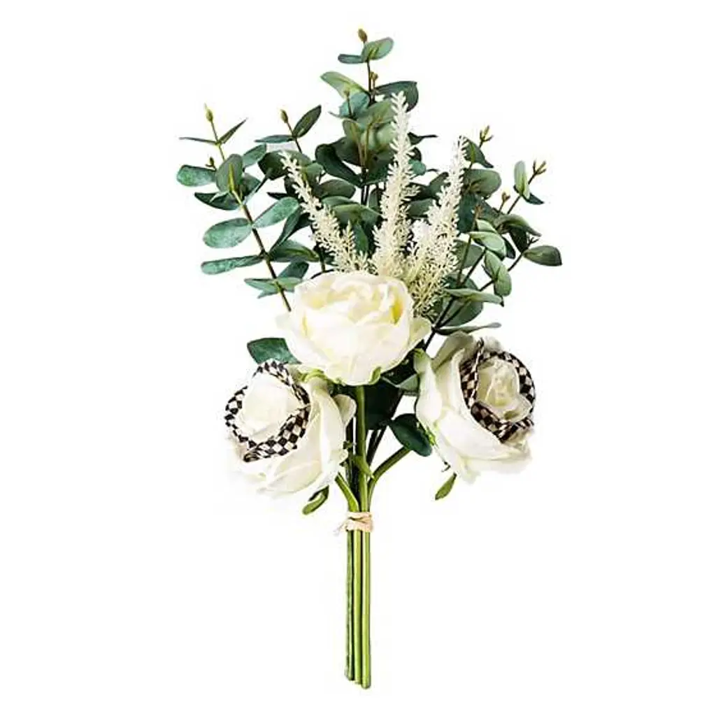 Mackenzie Childs Courtly Check Artificial selling Flowers NEW Blushing Bouquet - Ivory