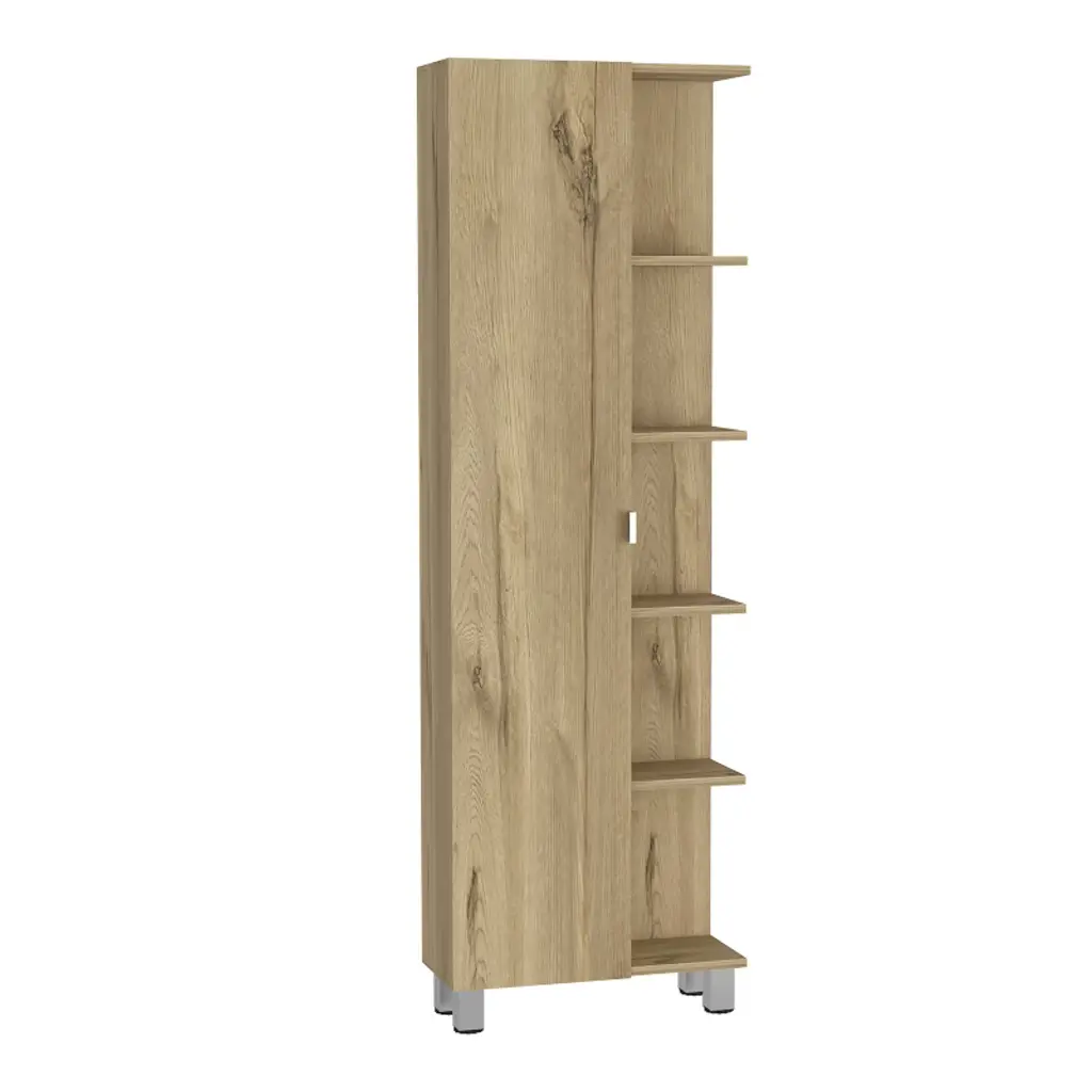 Tiramisubest Linen Cabinet, Five Shelves, One Cabinet, Divisions,beige