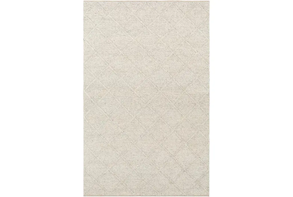 9'x12' Rug-Wool And Viscose Lattice Grey | Low Pile | Geometric | Rectangle By Surya
