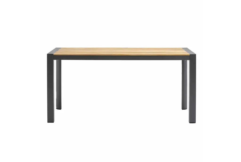 Outdoor Modern Black Natural 65" Rectangle Metal Dining Table