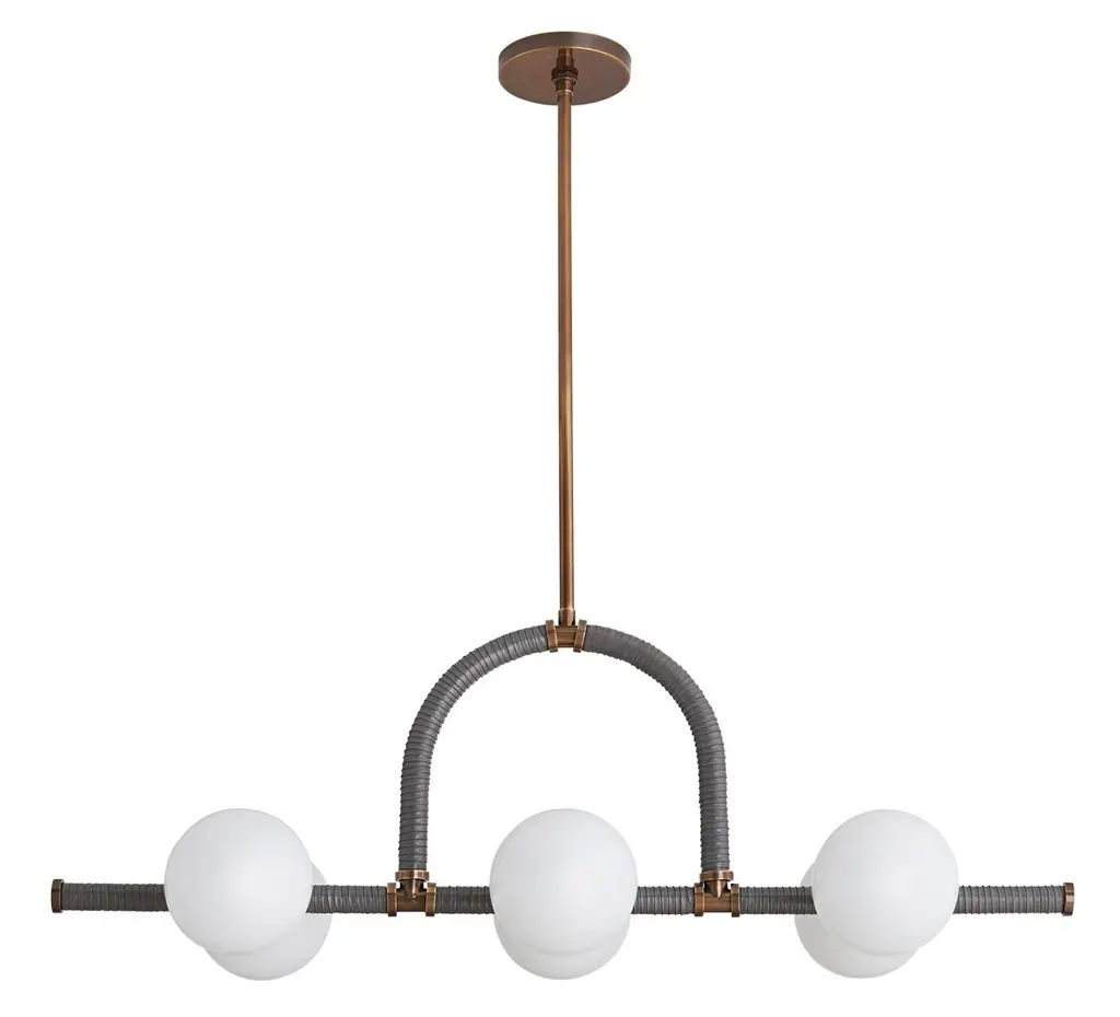 Harrison Linear Chandelier, Heritage Brass