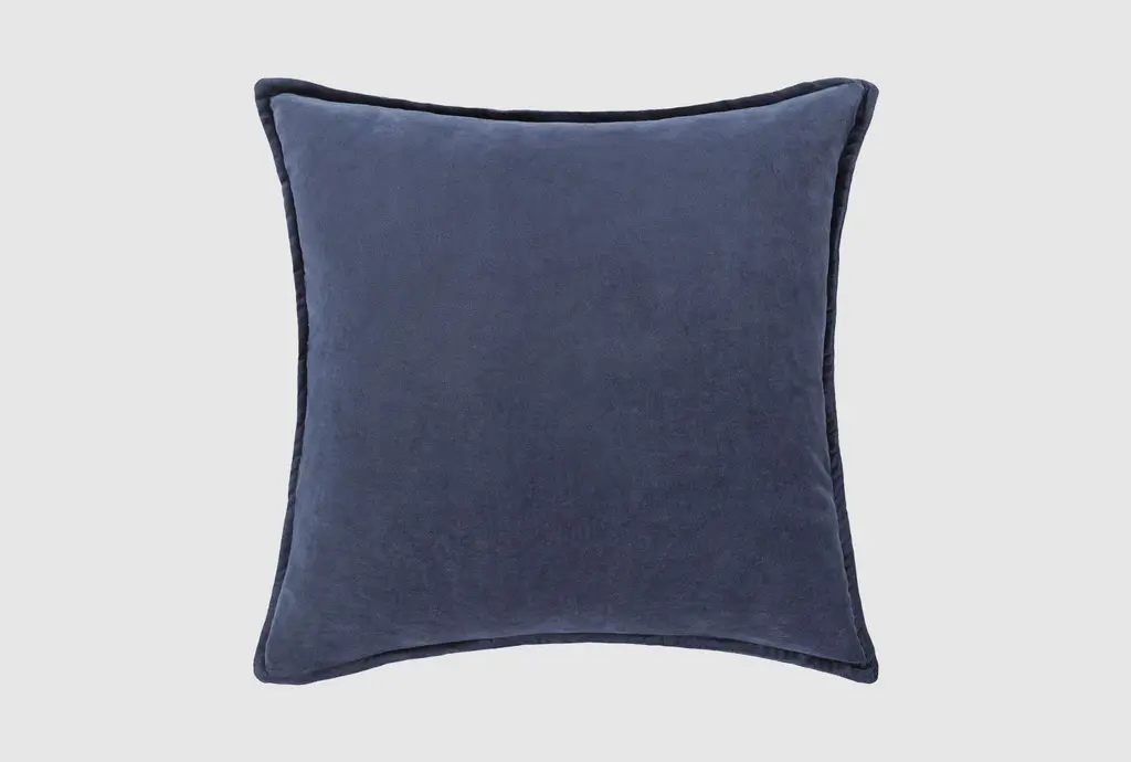 18" X 18" Faded Navy Cotton Velvet Down Fill Accent Pillow By Surya