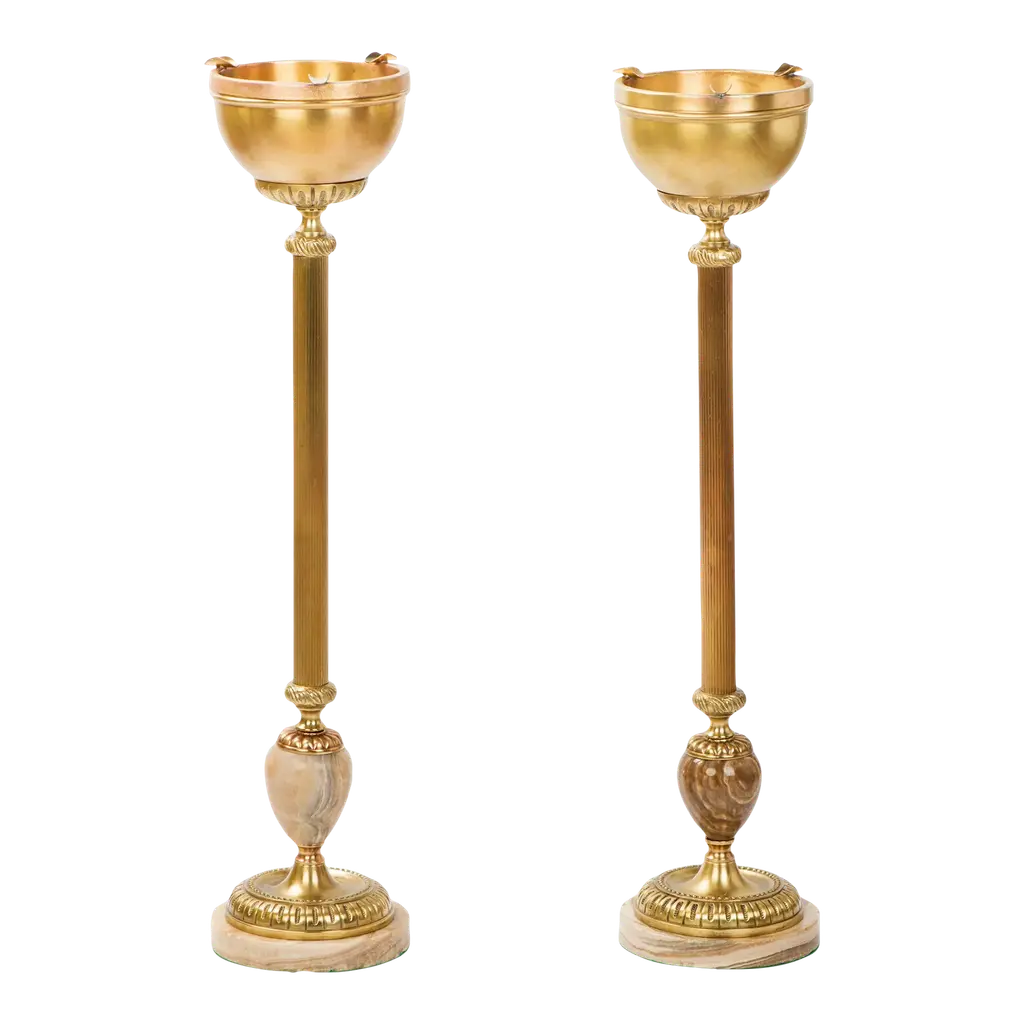 1960s Floor Standing Ashtray On Brass Marble Stand