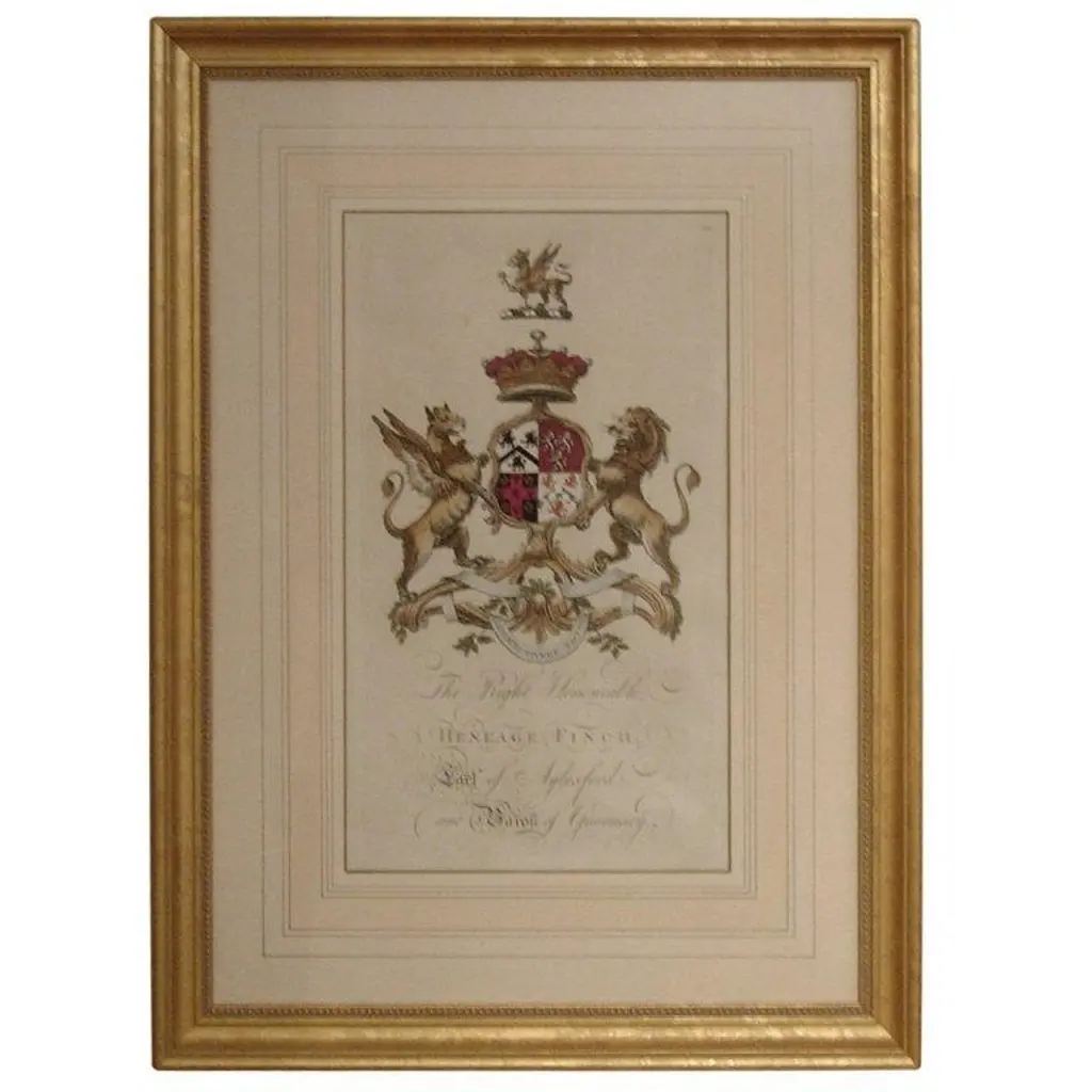 Pair Of 18th Century Hand-Colored Armorial Engravings