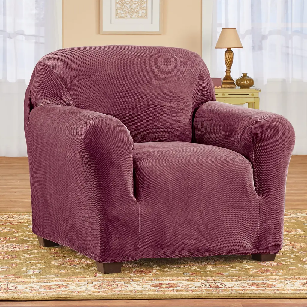 Diane Textured Pattern Stretch Slipcover - Chair - Burgundy