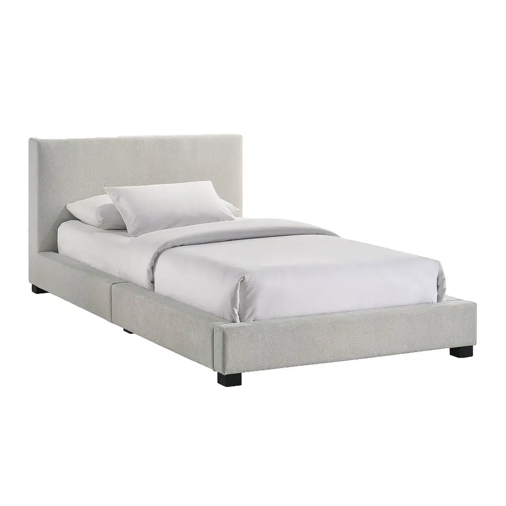 Twin Upholstered Bed, Cream