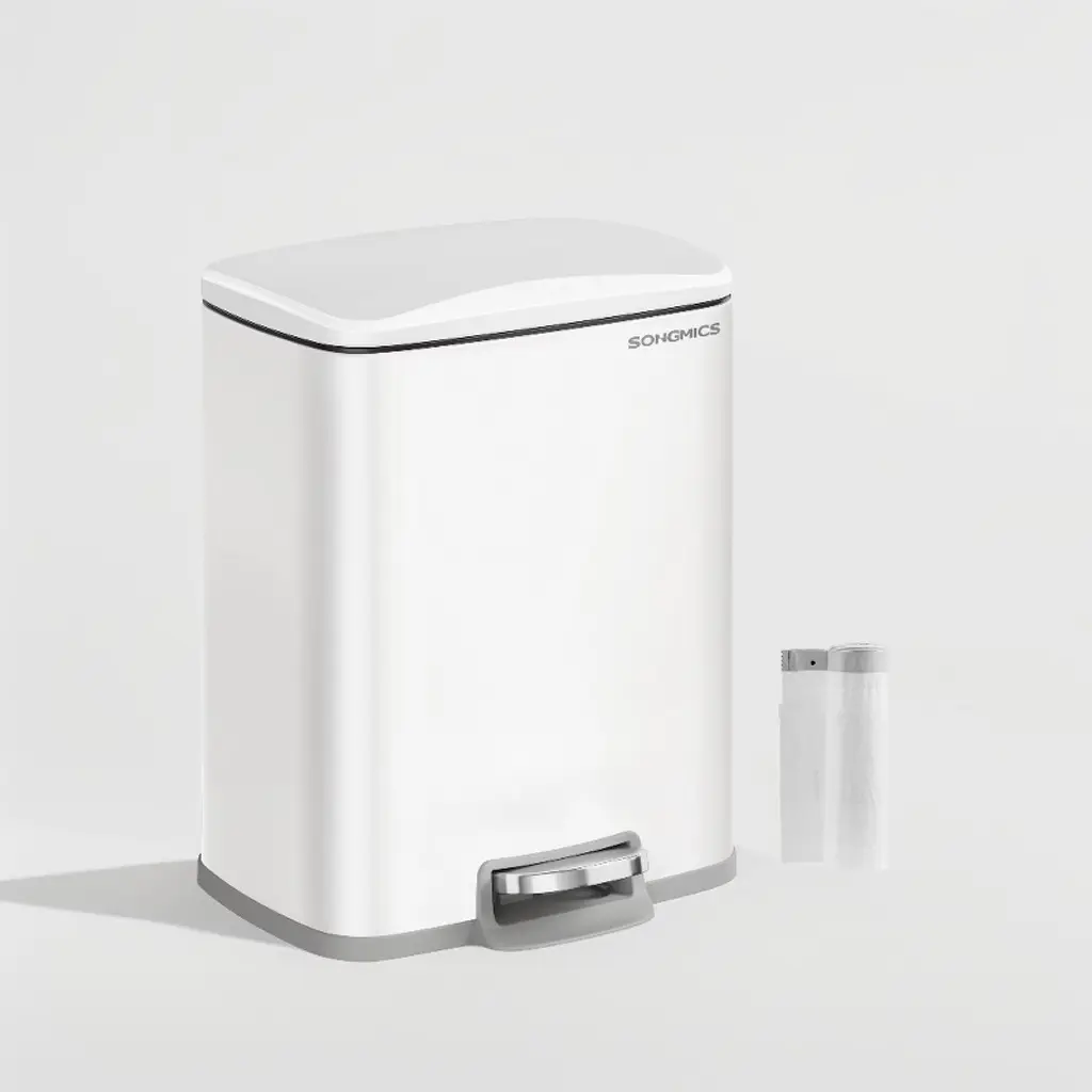 Trash Can, Garbage Can With Lid, 5.2-gallon (20l) Step Trash Bin For Kitchen, Stainless Steel, Soft Close And Stays Open, Inner Bucket