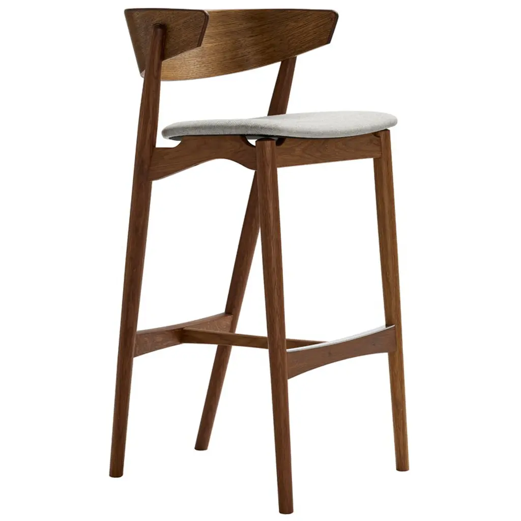 No 7 Bar Stool, 75 Cm, Smoked Oak - Grey Remix 123