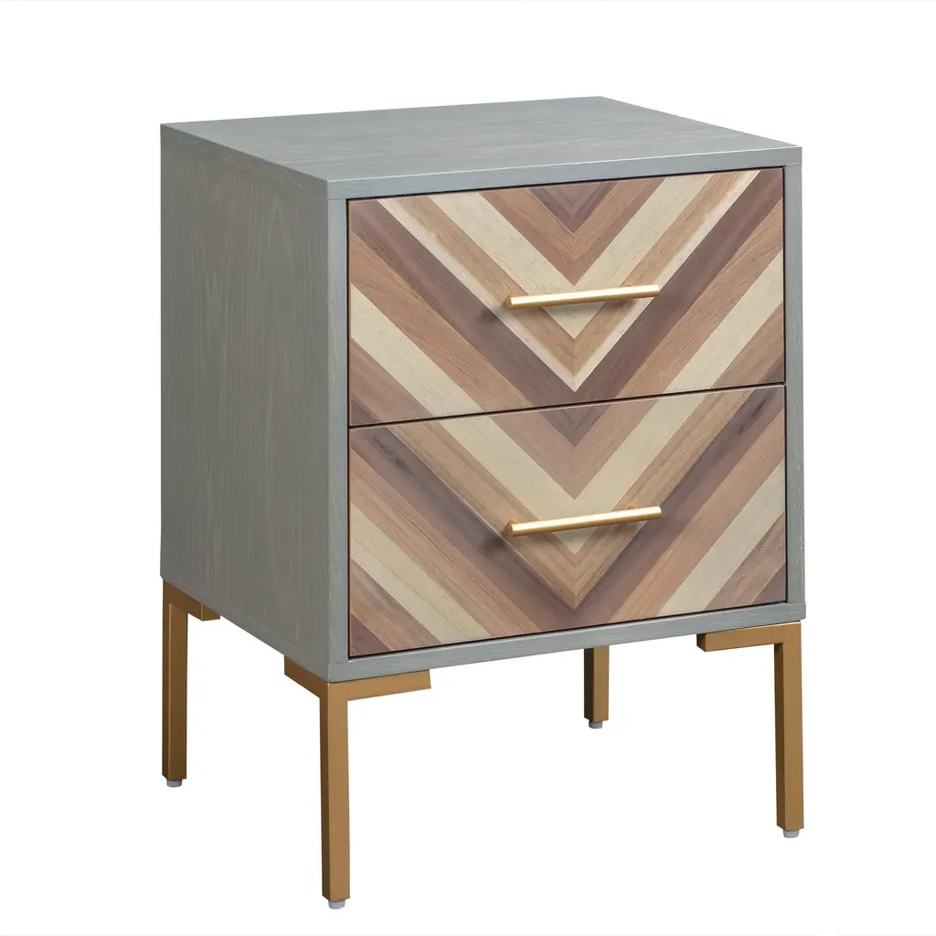 Quinn 19" Grey 2-Drawer Side Table