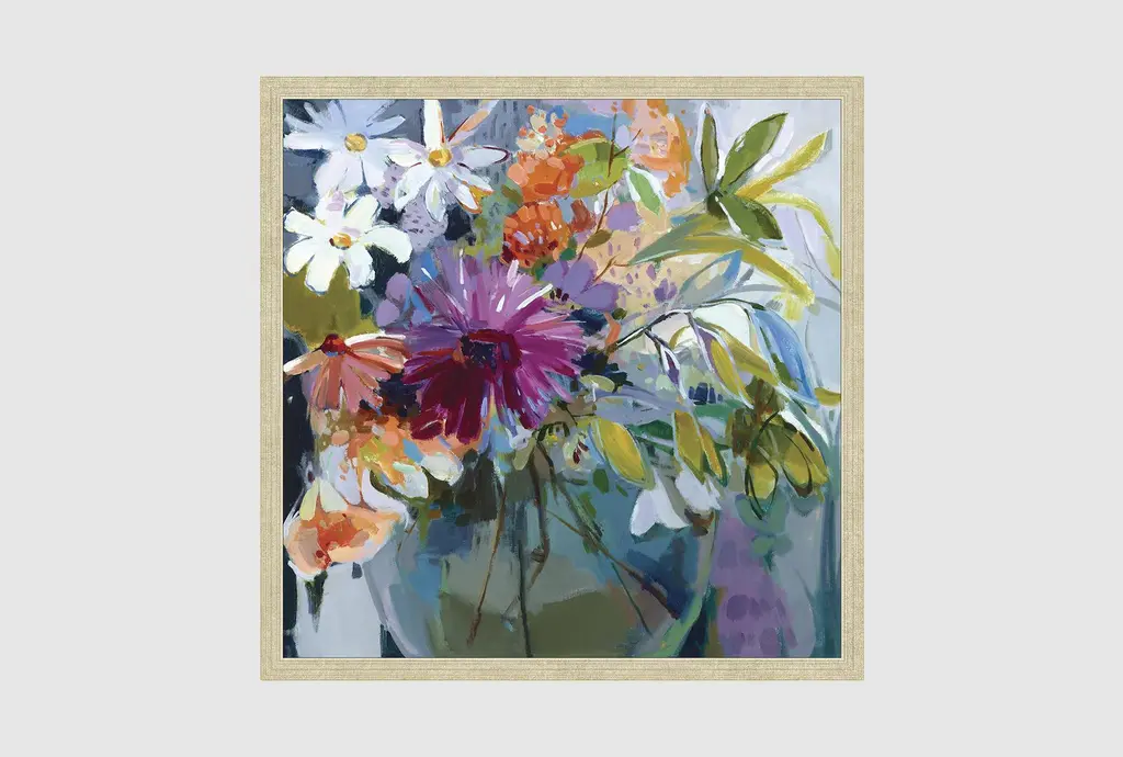 26x26 Floral Still Life Ii With Champagne Frame | Framed Art | Print | Made In The Usa