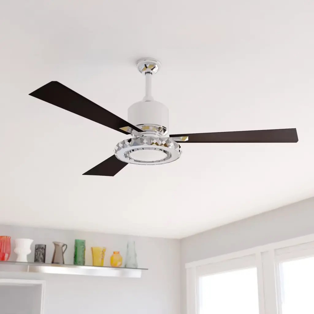 Vaxcel Clara 52 In. Brushed Nickel Ceiling Fan With Crystal Led Light Kit And Remote