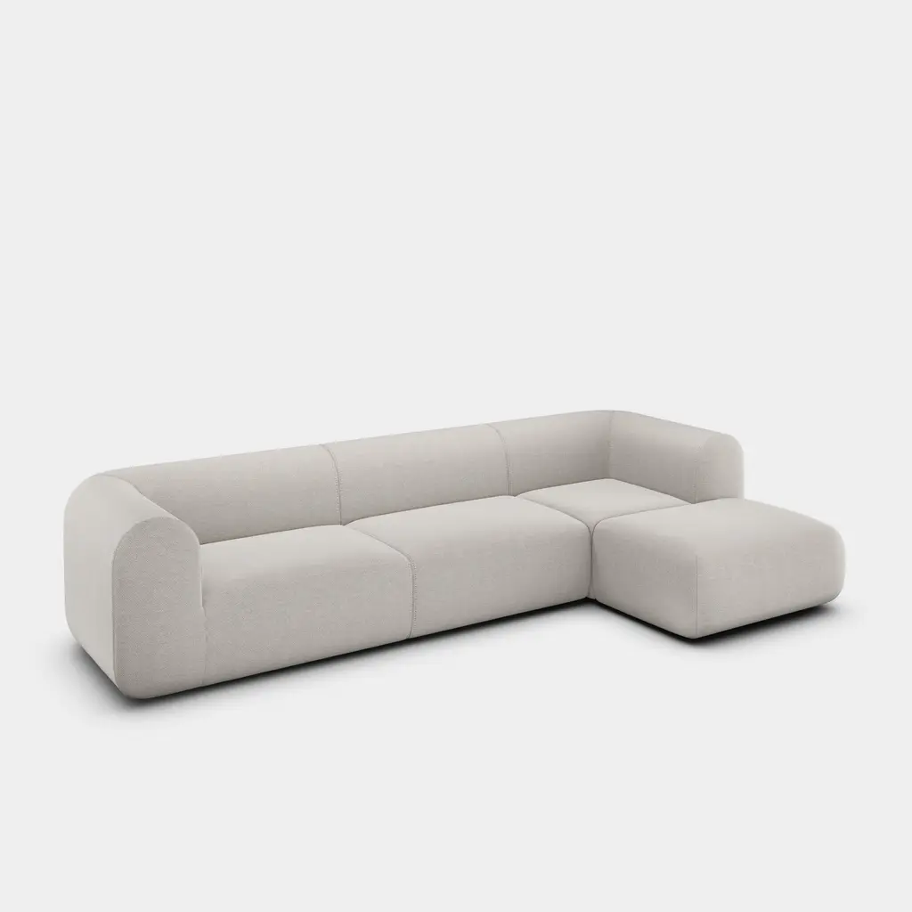 Plump Left Arm & Right Facing Chaise Longue Modular Sofa In White Kvadrat Autumn | Tom Dixon