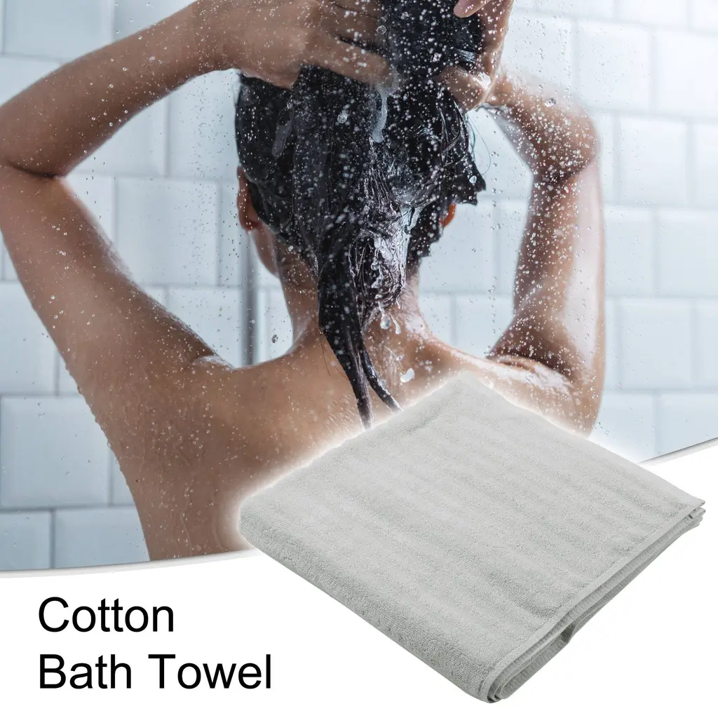 1Pc Soft Absorbent Cotton Bath Towel For Bathroom 55.12"x27.17" - Orange