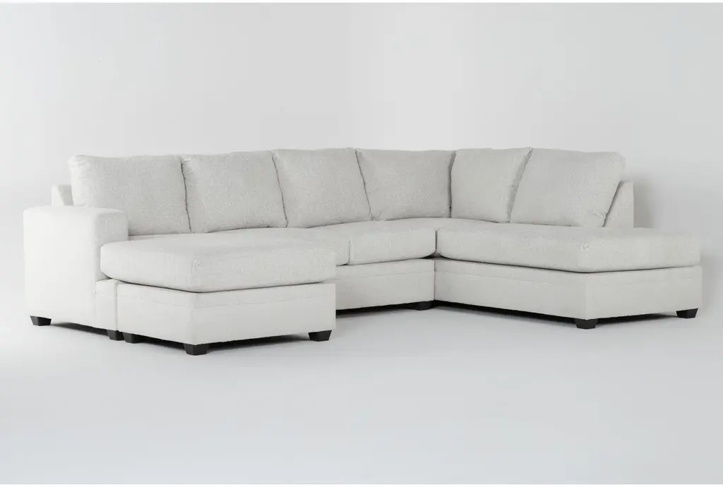 Zoeller Sand Beige Fabric 127" 2 Piece U-Shaped Sectional With Left Arm Facing Sofa Chaise + Right Arm Facing Corner Chaise