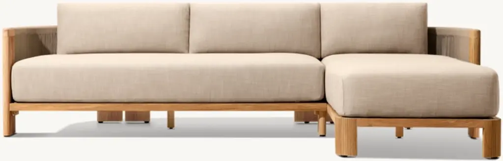 Striata Teak Right-Arm Sofa-Chaise Sectional