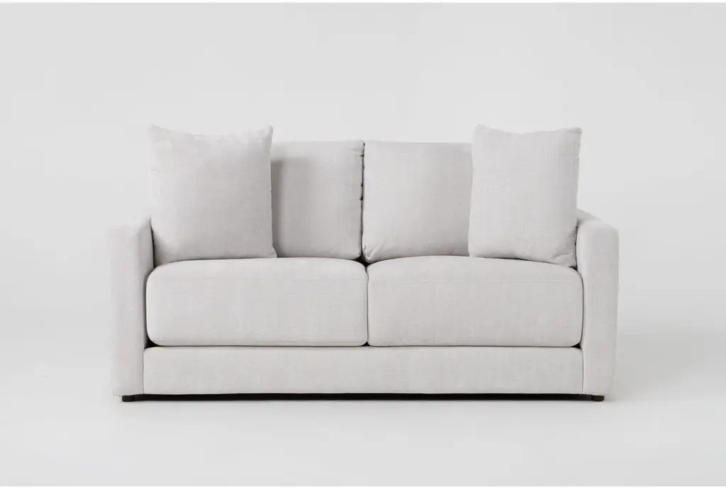 Alicia Greige Chenille Fabric 72" Loveseat | Loose Reversible Back