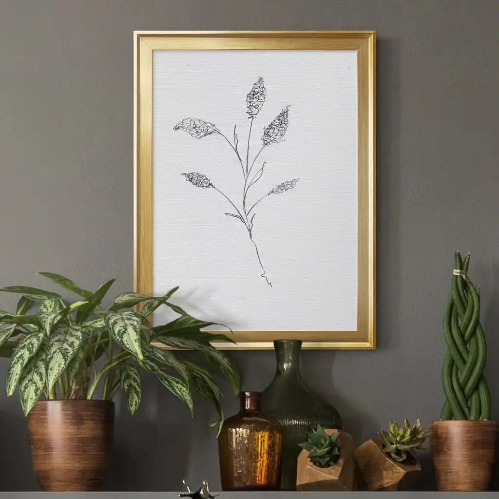 Floral Sketch Ii Premium Framed Canvas - Ready To Hang - Black - 22x30