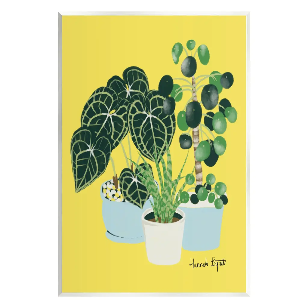 Stupell House Plants On Yellow Wall Plaque Art Design By Hannah Byatt - 10 X 15