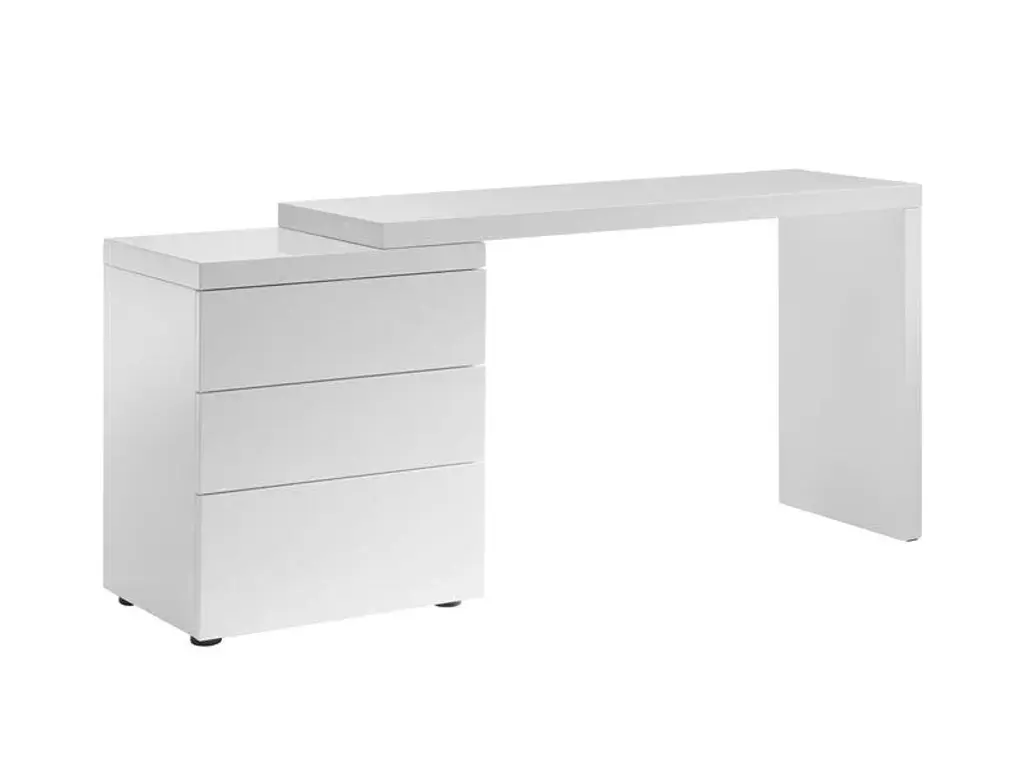 Nero Extendable White Lacquer Office Desk