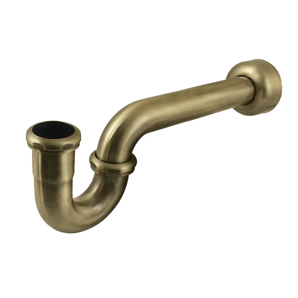 Kingston Brass Trimscape 1-1/2 Inch Decor P-Trap With High Box Flange, 13-1/16 Inch Length, 18 Gauge - Polished Brass