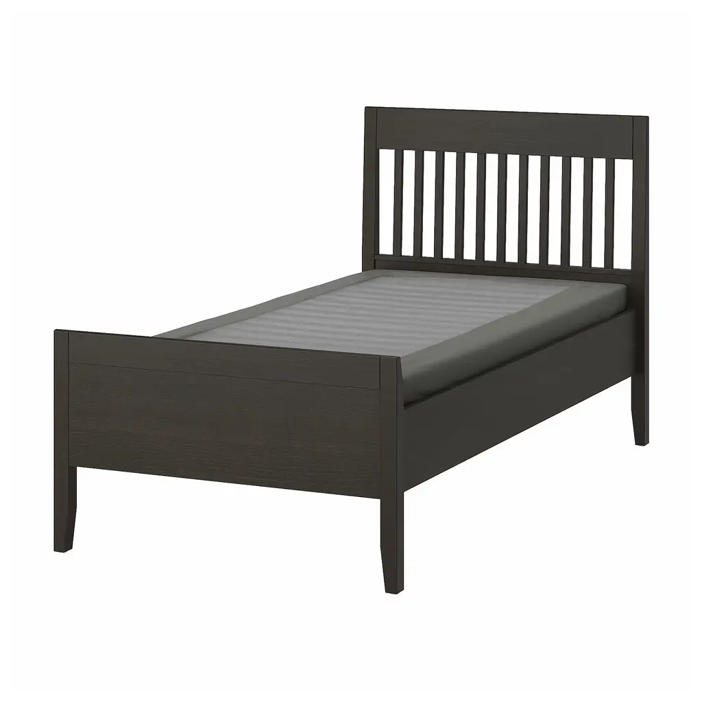 Idanäs Bed Frame - Dark Brown/lyngör Dark Gray Twin