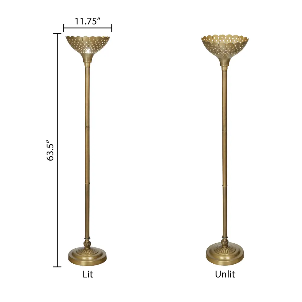Lilith River Of Goods Gold-Tone Metal 63.5-Inch Candlestick Floor Lamp - 11.75" X 11.75" X 63.5" - 11.75" X 11.75" X 63.5" - Gold