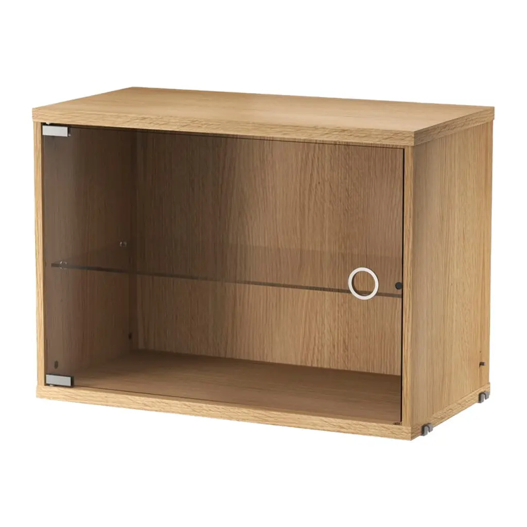 String Display Cabinet With Swing Glass Door, 58 X 30 Cm, Oak