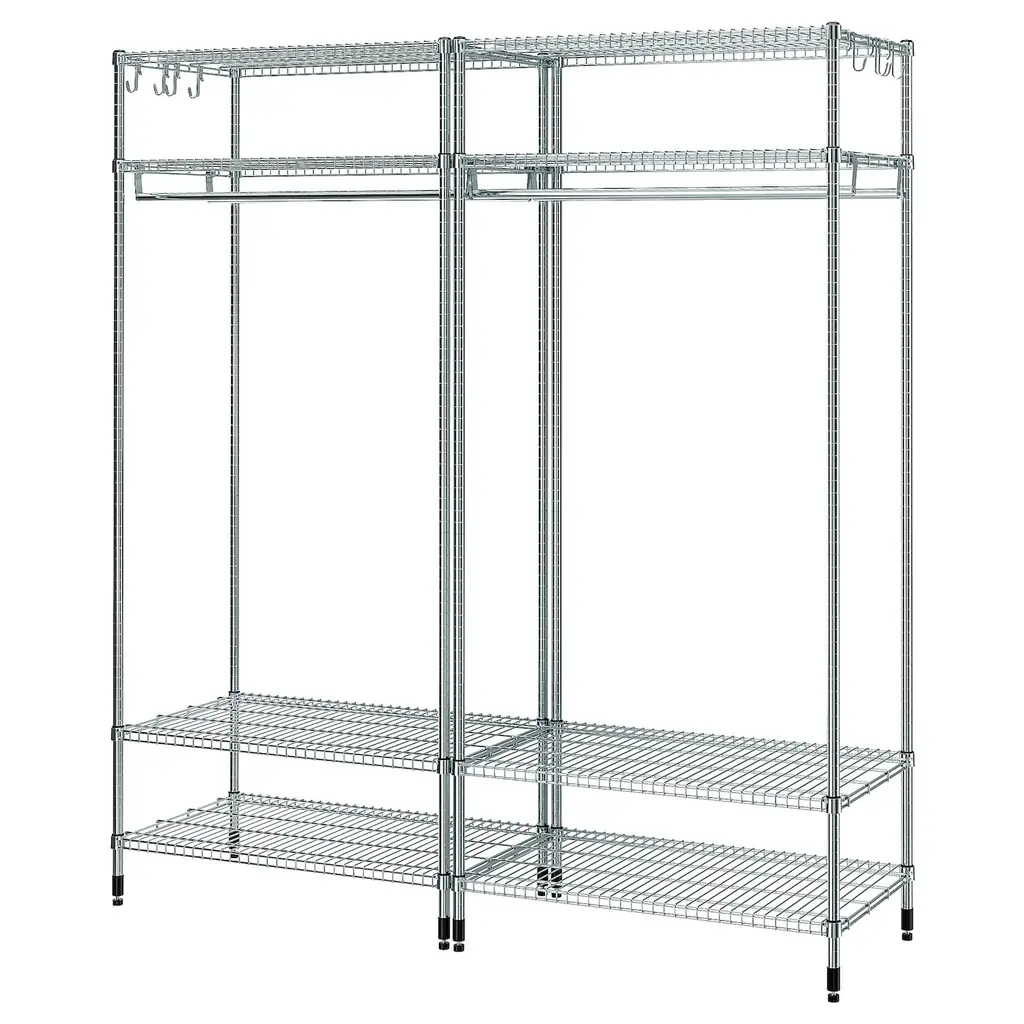 Omar Shelving Unit With Clothes Rail - Galvanized 73 1/4x19 5/8x79 1/8 "