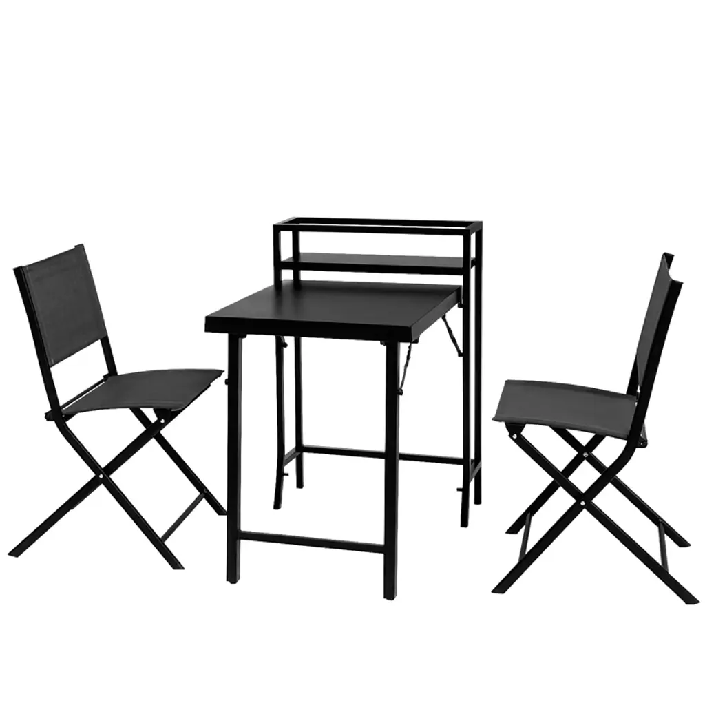 Maliang 3Pcs Patio Bistro Set, Patio Set Of Foldable Patio Table And Chairs,outdoor Patio Furniture Sets,black
