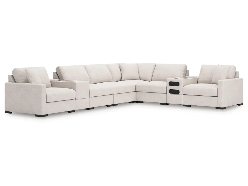 Omaha By Ashley 8-Piece Modular Next-Gen Nuvellatm Performance Fabric Sectional With Audio And Storage Consoles