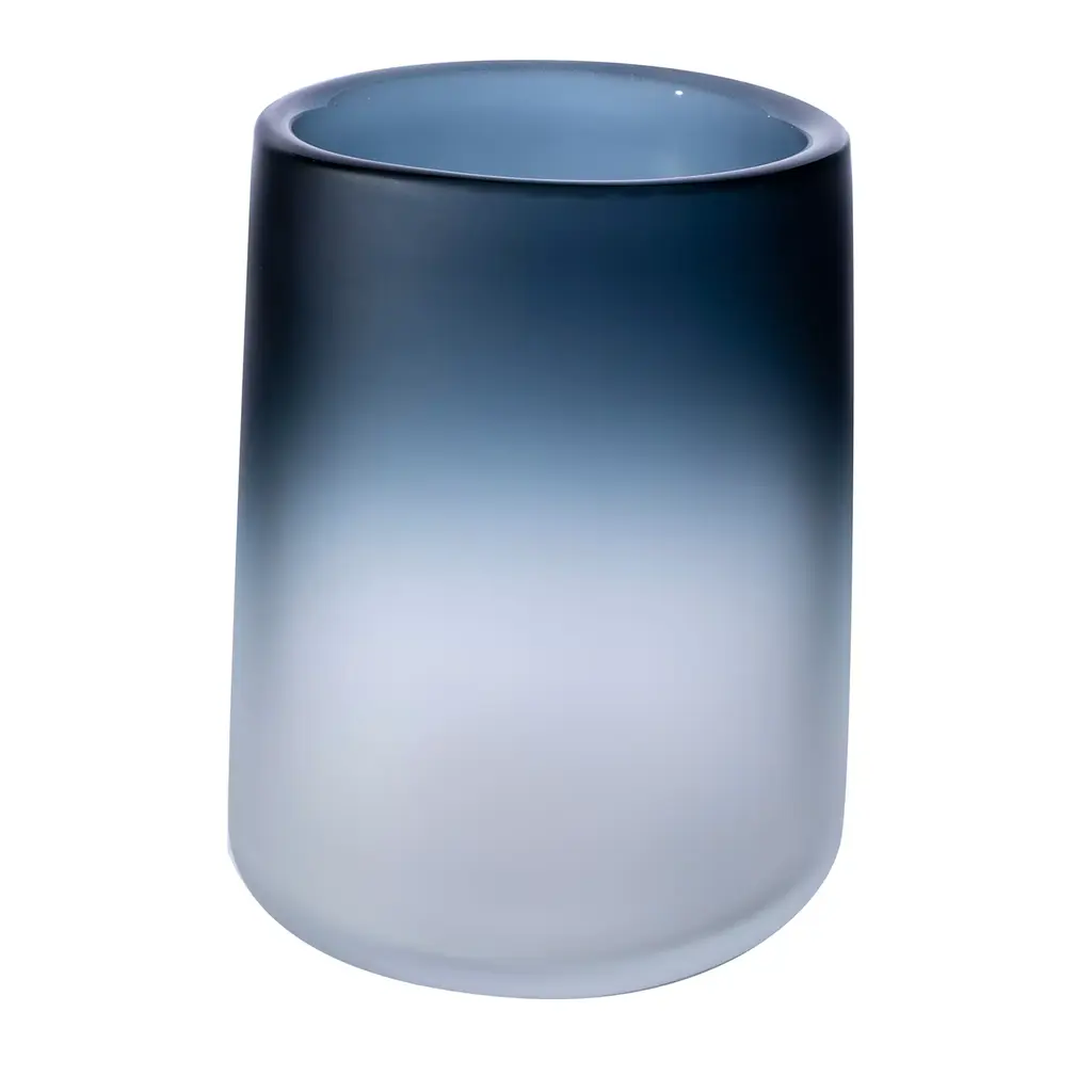 Cilindro Small Vase - Satin - Crystal/blue