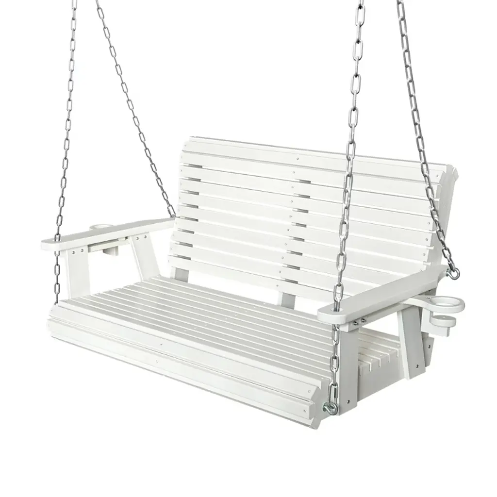 Fortune Candy Hdpe Porch Swing With 18/8 Stainless Steel Hardware And Hanging Chains, Heavy Duty 1201 Lbs, For Outdoor Patio Garden Yard (White)