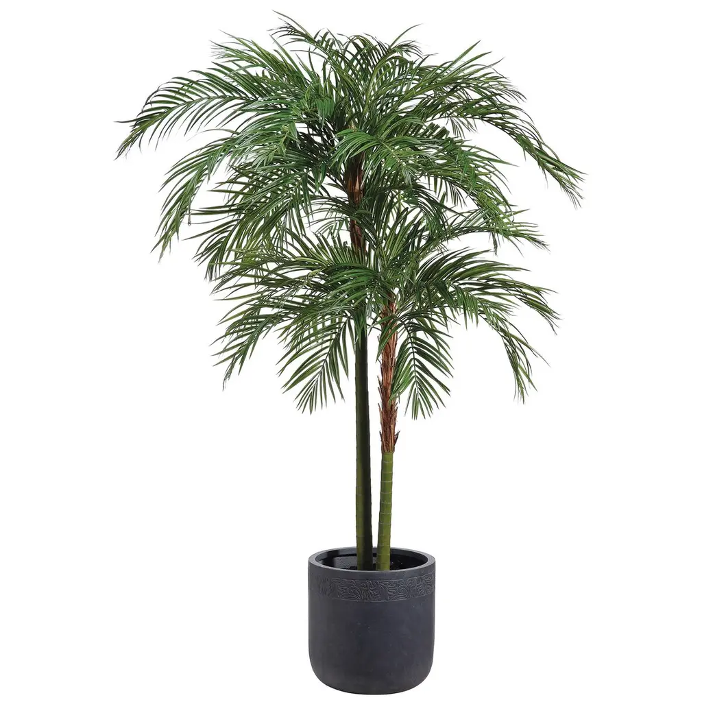 9.5' Areca Palm Tree In Fiber clay Planter, Faux