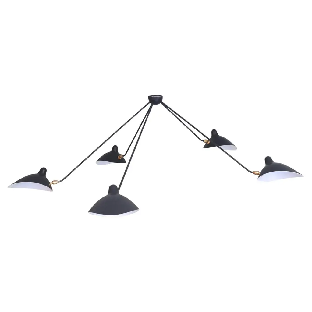 Serge Mouille - Black Spider Ceiling Lamp With 5 Arms