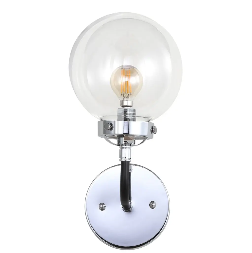 Haldrin Clear Glass Vanity Sconce, Silver/black